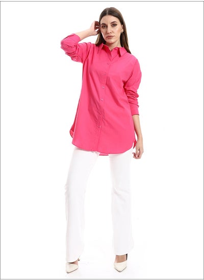 Buy Long Sleeves Plain Buttoned Down Shirt - Fuchsia_Pink in Egypt