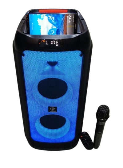 Buy ST STANDARD SPEAKER BLUETOOTH PRTY BOX PB3500 - 35W WITH WIRELESS MICROPHONE ,REMOTE CONTROLL ,4 - 8 HOURS BATTREY ,4 MODES RGP LIGHT , USB , BLUETOOTH, TF CARD , WIRED MIC INPUT in Egypt