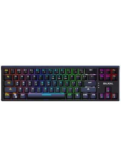 اشتري K71 Wired Mechanical Keyboard 71 Keys Gaming Keyboard with RGB Light Effect Blue Switch Detachable Data Cable Black في السعودية