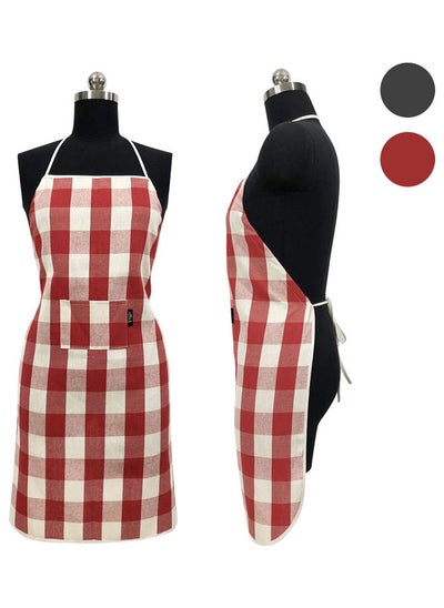 Buy Pocket Detail Apron Red/White 80x59cm in Saudi Arabia