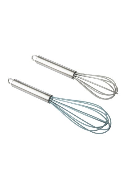 Buy 2 Piece Silicone Whisk Set with High Quality Stainless Steel Handle in Saudi Arabia