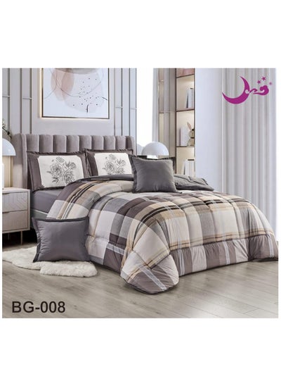 Buy Comforter set, comfortable and soft, royal bedspread, 6 pieces, double-sided, one side berber and one side plain in Saudi Arabia