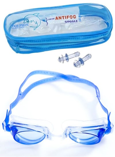 Buy DZ-1600 Anti-Fog Swimming Goggles With Ear Plugs, Blue in Egypt