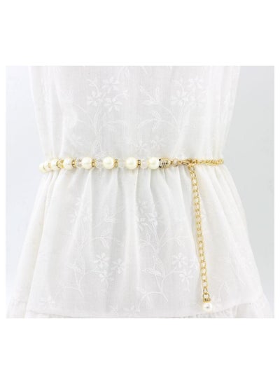 اشتري New Womens Pearl Fashion Versatile Decorative Dress Summer Skirt Small Belt في الامارات