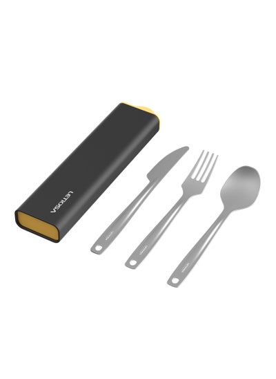 Buy Titanium Utensil Set with Case:3pcs Ultralight Portable Camping Cutlery Set,Fork Spoon Knife Silverware Set for Travel,Picnic,Hiking,Camping in Saudi Arabia