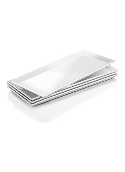 اشتري 4Piece Large Serving Platter -14.5 Inches Serving Plates, White Rectangle Platters Oven Safe, Serving Platters and Trays for Parties, Rectangular Platter for Meat, Appetizer, Sush-White في مصر