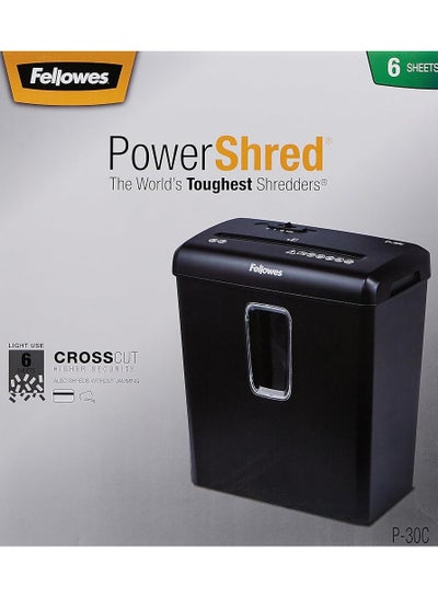 Buy Paper Shredder for Home Use - Fellowes 6C 6 Sheet Cross Cut Paper Shredder for Home Office Use - Powershred Personal Shredder with Safety Lock & 11 Litre Bin - Security Level P4 in Saudi Arabia
