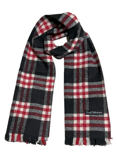 Buy Plaid Check/Carreau/Stripe Pattern Winter Scarf/Shawl/Wrap/Keffiyeh/Headscarf/Blanket For Men & Women - Small Size 30x150cm - P01 Black / Red in Egypt