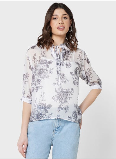 اشتري Neck Tie Printed Top في الامارات