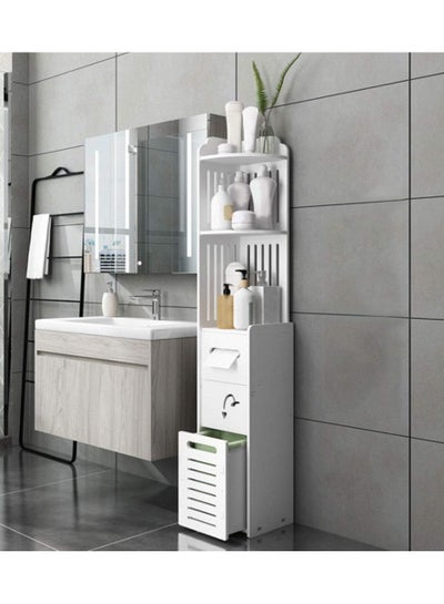 Small Bathroom Storage Corner Floor Cabinet with Doors and Shelves Thin ...