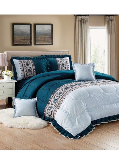 Buy 4 Pieces Single Size 160x210Cm Comforter Set Medium Filling Bedding Set for All Season Includes 1Comforter 1Bedsheet 1Pillow Shams and 1Cushion cases in Saudi Arabia