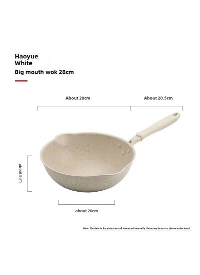 Buy Non-Stick Maifan Stone Wok Home Use 28cm creamy-white wok (without lid) in UAE