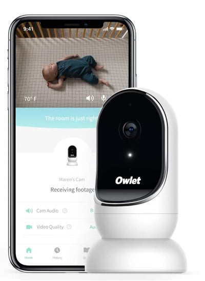 Buy Owlet Cam Video Baby Monitor - Smart Baby Monitor with Camera and Audio - Stream 1080p HD Video with Night Vision, 4X Zoom, Wide Angle View, with Sound and Motion Notifications in Saudi Arabia