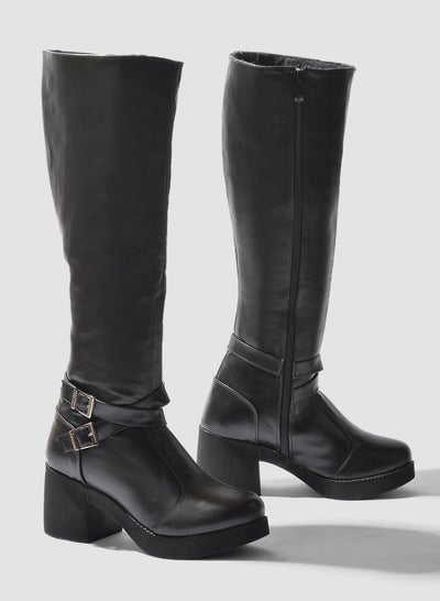 Buy Run Knee High Boot Leather Z-4-Black in Egypt