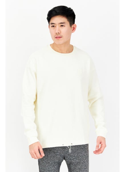 Buy Men Oversized Fit Long Sleeve Training Sweatshirt, Ivory in UAE