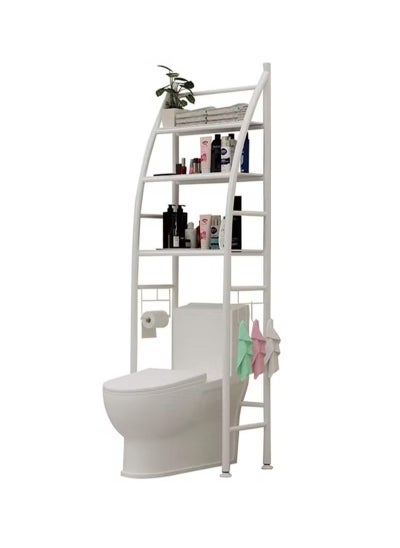 Buy 3 Tier Bathroom Laundry Washing Machine Shelf Rack White 64x25x167cm in Saudi Arabia