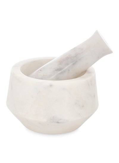 اشتري Linary Marble Mortar And Pestle, White في الامارات