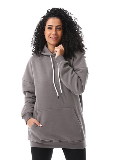 اشتري Slip On Fleeced Oversized Hoodie_Dark Grey في مصر