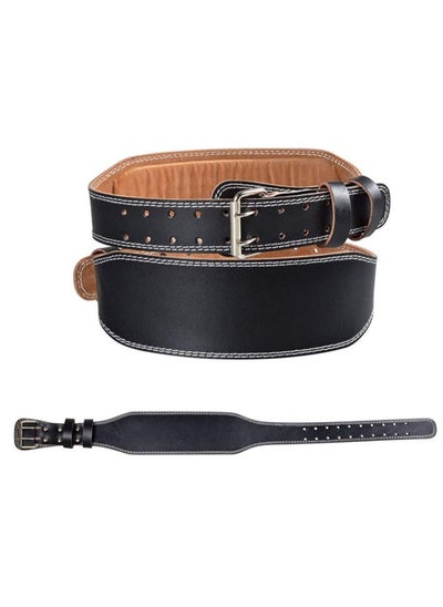 Buy Adjustable with Buckle Leather Weight Lifting Belt  Extra-wide 4” Padded Lumbar Back Support in Saudi Arabia