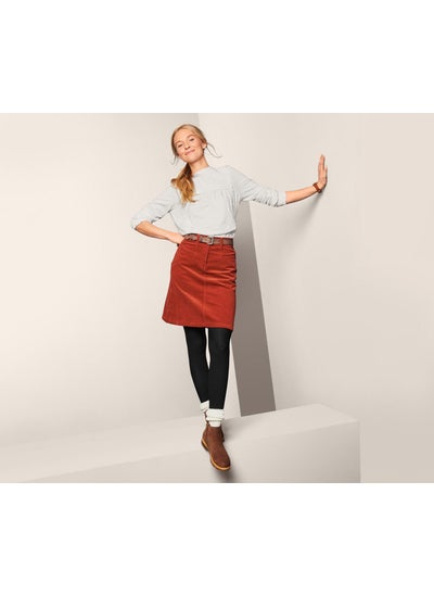 Buy Women Corduroy Midi Skirt, Rust Red in UAE