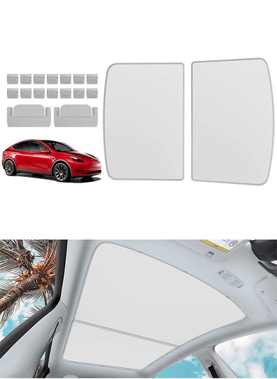 اشتري Roof Sunshade for Tesla Model Y Glass Roof Sunshade Upgraded Summer Premium Nano Ice Silk Blocking Fabric Sunshade with a Storage Bag Tesla Model Y Accessories White في الامارات