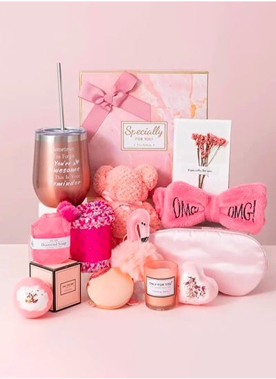 Buy Gifts Basket for Women - Birthday Gift Box,Get Well Soon Gifts Set Contains 13 Items Inspirational Gift,Relaxing Spa Care Package for Women Friendship,Friend Gifts for Women in UAE