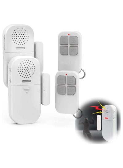 Buy Theft Burglar Alarm with Remote, Wireless Window and Door Open Entry Alert Magnetic Contact Sensor Battery Operated Loud 130decibel Siren for Home Security, Business, Kids Safety 2 Pack in Saudi Arabia