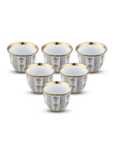 Buy Ceramic Arabic coffee cup with a paLm Leaf pattern, Arabic coffee cup, Gold in Saudi Arabia