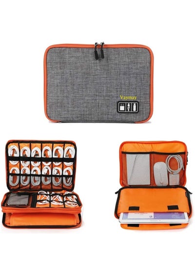 اشتري Travel Organizer, Electronic Organizer Accessories Bag, Double Layer Electronics Gadget Organizer travel Case for Storage iPad Mini, Cord, Charger, Phone, Adapter, Power Bank, Hard Drives في الامارات