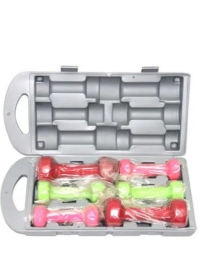 اشتري 6 Piece Vinyl Coated Dumbbell set with case 0.5kgs x 2, 1kgs x 2, 1.5kgs x 2 في السعودية