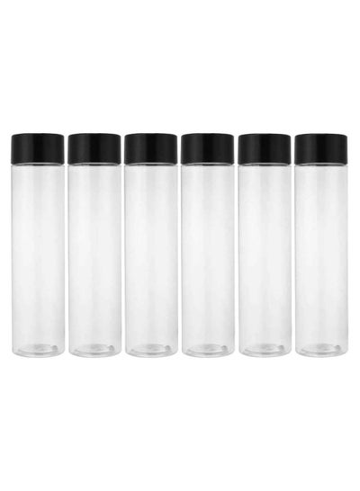Buy Voidrop Set of 6 Clear Glass Bottles with Black Lids Reusable Glass Water Bottles with Refrigerator 100 percent Leak Proof BPA Free Eco Friendly 800ML in UAE