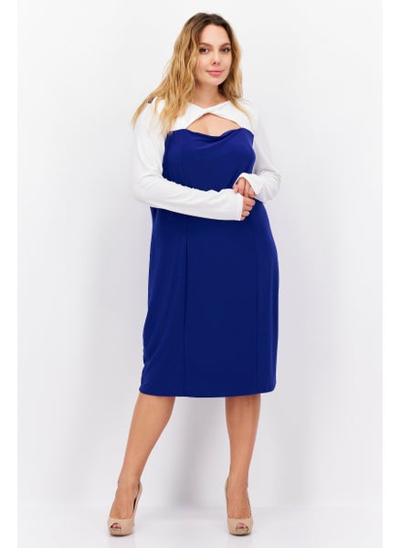 اشتري Women Colorblock Sheath Dress, Blue/White في الامارات