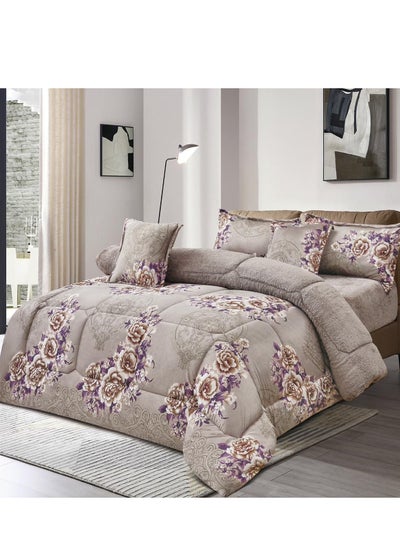 Buy Winter comforter set, double, velvet and soft fur, 6-piece system,, size 220*240 cm in Saudi Arabia