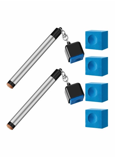 اشتري 2 Pcs Pool Chalk Holder for Billiards 2 in 1 Cue Chalk Holder Portable Cue Tip Billiard Cue Tip Tool with 4 Pcs Pool Chalk Cubes Pool Table Accessories for Sport Game Tournament Home Hobby في السعودية