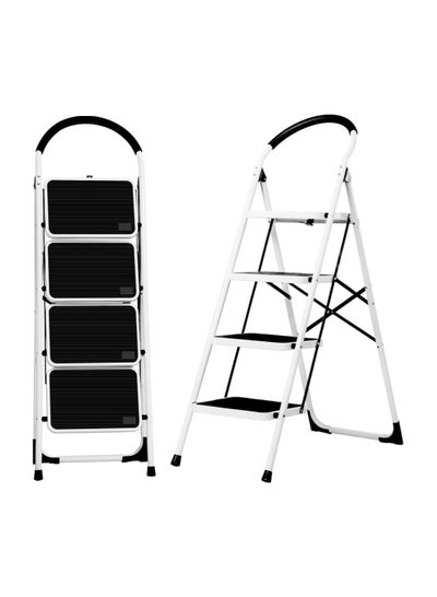 Buy VIO® Step Ladder, Portable Folding Step Stool, Anti-Slip Wide Pedal Stepladders for Kitchen Home, Office, Garage, Use Space Saving 4 Step Ladder White in UAE