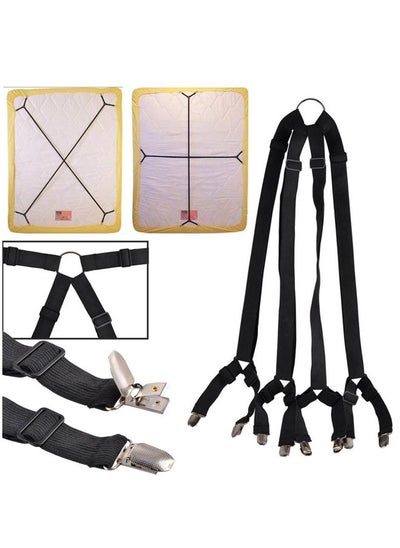 Buy Bed Sheet Straps - Crisscross Fitted Sheet Clips and Sheet Holder Elastic Bands Bedsheet Fasten Suspenders Grippers, 1Pcs Black in Saudi Arabia