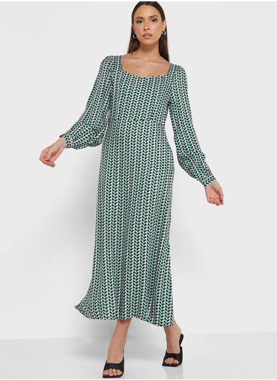 Buy Puff Sleeve Printed Dress in UAE