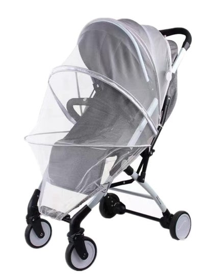 اشتري Universal Foldable Star Mosquito Net and Storage Bag for Baby Stroller with Zipper Visible Breathable Sun Cover Bassinet Mesh Cover for Car Seat Bassinets Cradles Cribs (White) في السعودية