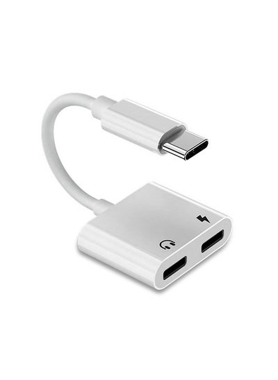 Buy 2 In 1 Audio And Charging Cable Adapter with USB-C Charge Port 2 in 1 OTG Splitter Live Converter for Android Type-C Input Phones in UAE