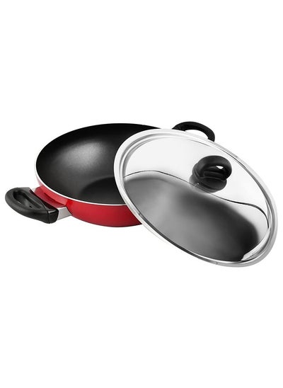 اشتري Prestige Classique Covered Wok Kadai, Red & Black - 20 cm في الامارات