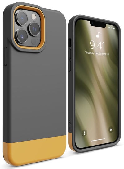 اشتري Glide for iPhone 13 Pro MAX Case Cover - Dark Grey Yellow في الامارات