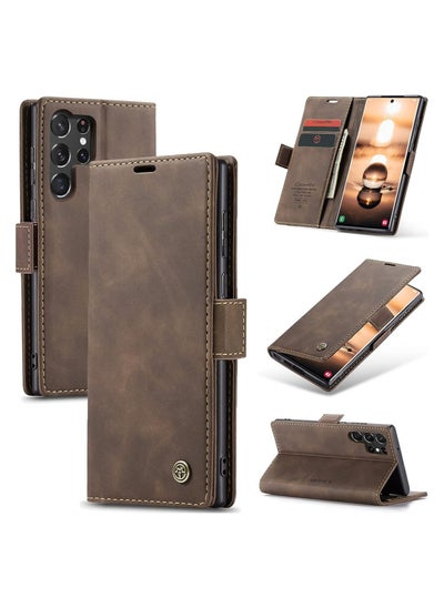 Buy CaseMe for Samsung Galaxy S23 Ultra Wallet Case,Soft PU Leather Flip Case Magnetic Stand Flip Protective Cover Leather Case with ID & Credit Card Slots Holder Case for Galaxy S23 Ultra (Coffee) in UAE