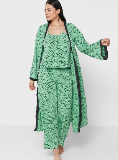 اشتري 3Pc Pyjama Set Cami Top With Night Robe & Pant في السعودية