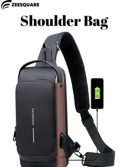 Buy Shoulder Bag USB Charging Sport Anti-theft Backpack Travel Waterproof Bag in UAE