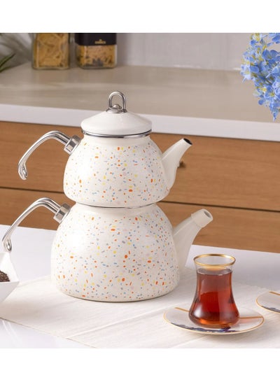 Buy Karaca Emaye Midi Terazzo Cream Teapot Set in UAE