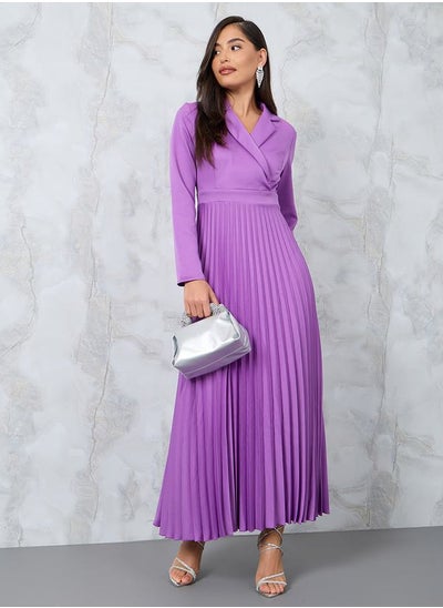 اشتري Pleated Long Sleeve A-Line Maxi Dress في السعودية