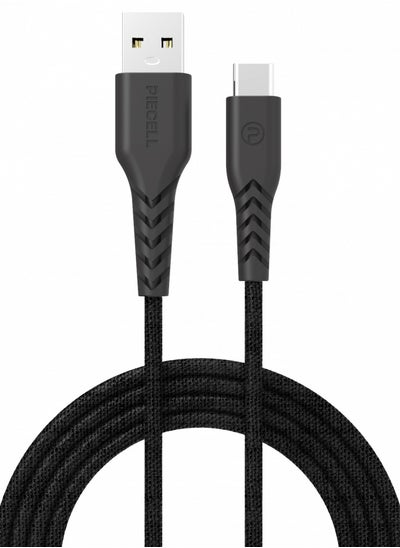 Buy USB charging cable - Type C, cloth, 120 cm, black in Saudi Arabia