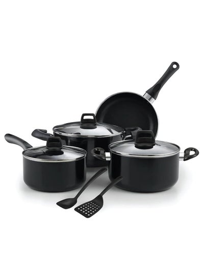 Buy Cookware Beren 9 Piece Non-Stick Cookware set Casserole Saucepan Fry Pan - Made in Turkey Glass Lid in UAE