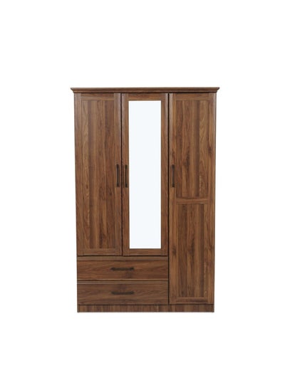 Buy Malathi Kids 3 Door Wardrobe 2 Drawers With Mirror Mdf - Walnut in UAE