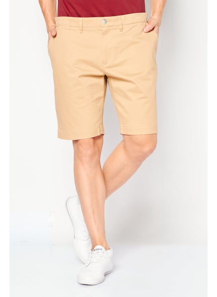 Buy Men Slim Fit Plain Bermuda Shorts, Beige in Saudi Arabia